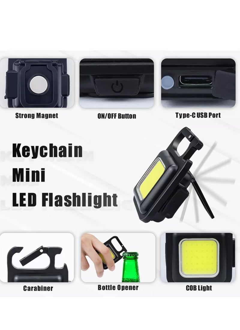Generic 30 COB Rechargeable LED Light Mini Keychain Work Lamp Multifunctional Indoor Outdoor Flash Light Pocket Clip Work Light 500 Lumens Portable High-Brightness Corkscrew Keychain  - Image 4