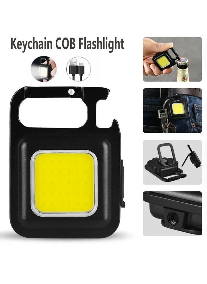 Generic 30 COB Rechargeable LED Light Mini Keychain Work Lamp Multifunctional Indoor Outdoor Flash Light Pocket Clip Work Light 500 Lumens Portable High-Brightness Corkscrew Keychain  - Image 2