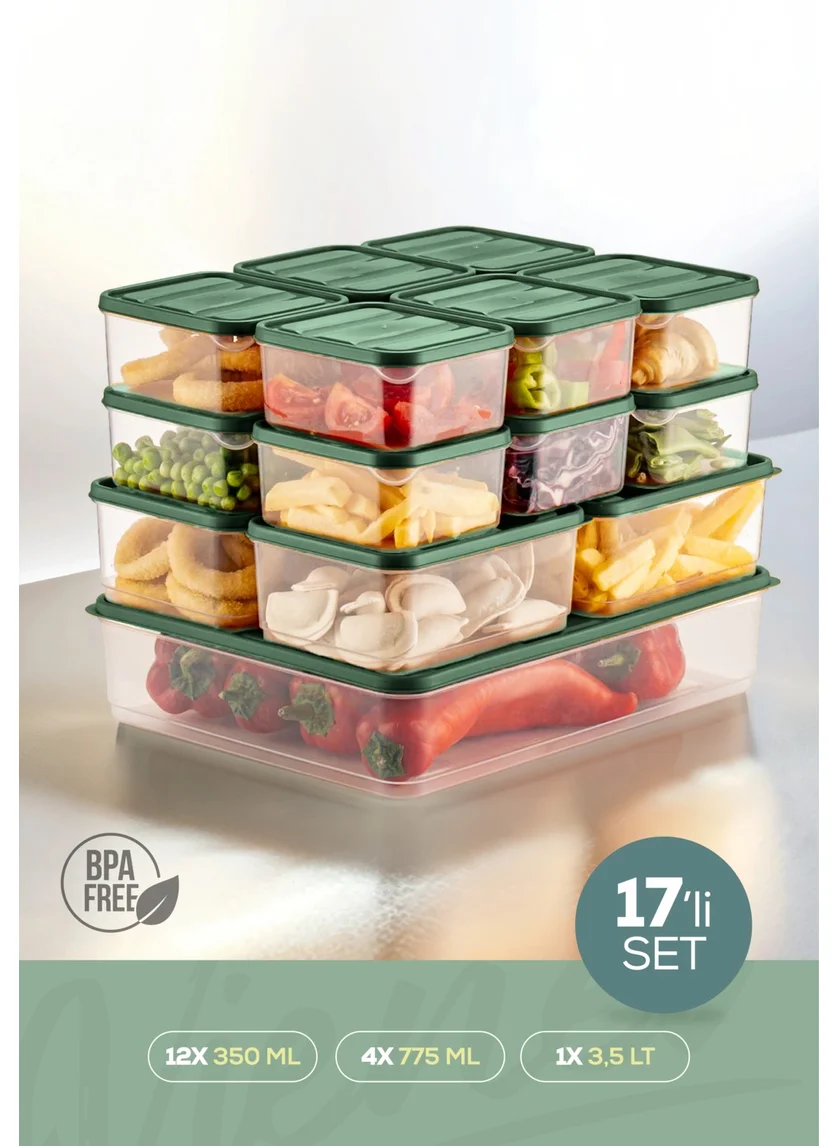 فينيف 17 LI Refrigerator Organizer Microwaveable Freezer Storage Container Green