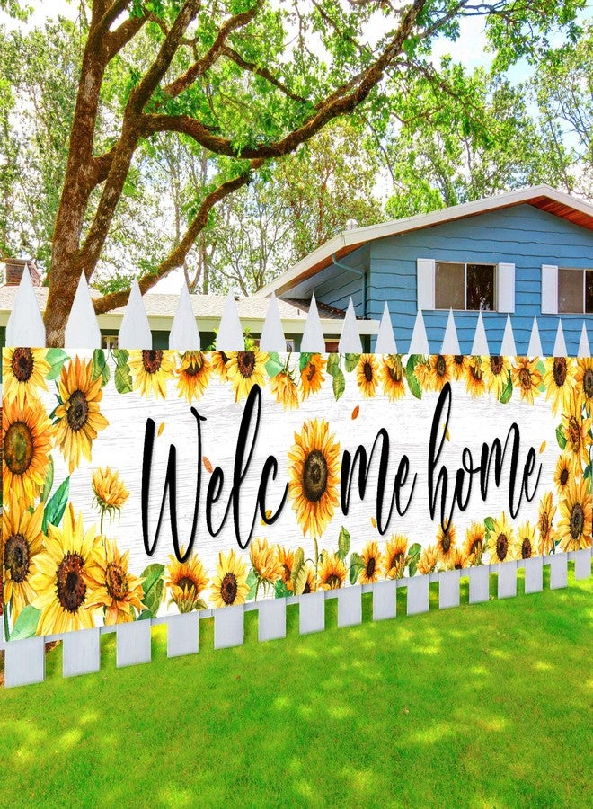 Breling Large Welcome Home Banner Decorations Sunflower Welcome Home Yard Sign Sunflower Banner for Military Homecoming Deployment Returning Party Supplies, 98 x 18 Inches - Image 1