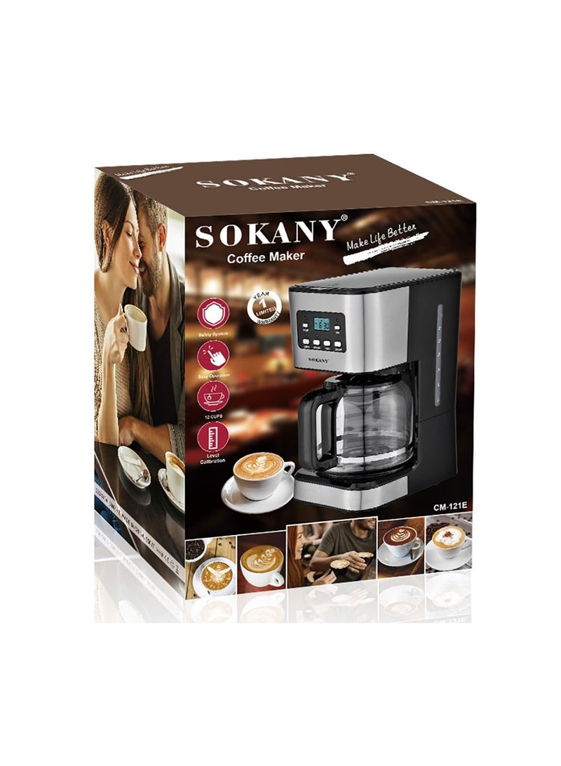sokany American Drip Coffee Machine 12 Cups 1.5L 950W CM-121E Black - Image 3