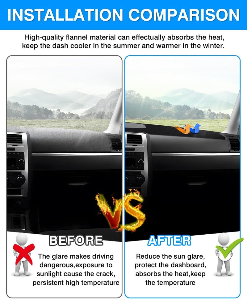 Autorder Dashboard Cover Mat for 2008-2010 Dodge Charger - Flannel Sunshade UV Protector - Image 3