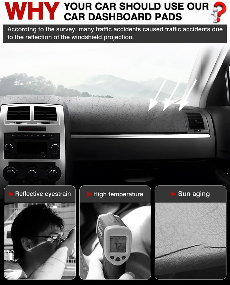 Autorder Dashboard Cover Mat for 2008-2010 Dodge Charger - Flannel Sunshade UV Protector - Image 2