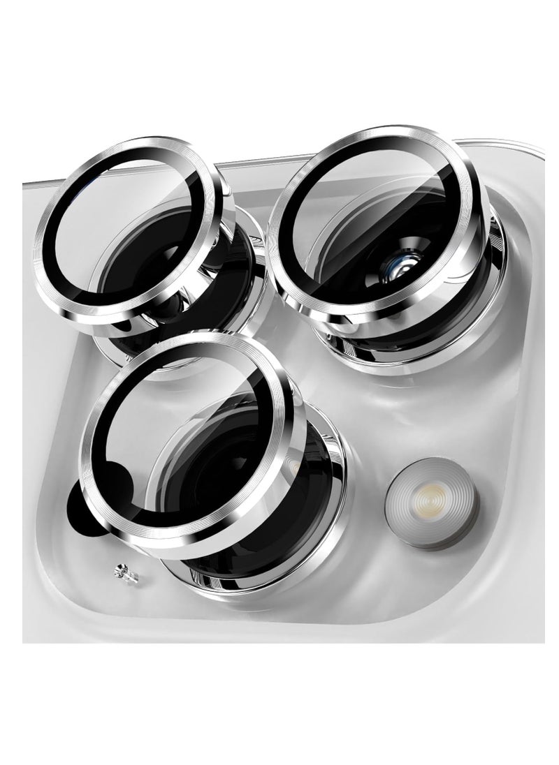 Generic Camera Lens Protector for iPhone 15 Pro Max/15 Pro/14 Pro Max/14 Pro, Ultra-tough HD Individual Lens Protectors, Scratch Resistant, Ultra-thin Tempered Glass, Armorite Series, 1 Pack (silver-Diamond)Tempered Glass Screen Camera Lens Protector for Apple iPhone 15 Pro Max/iPhone 15 Pro (Silver)  - Image 1