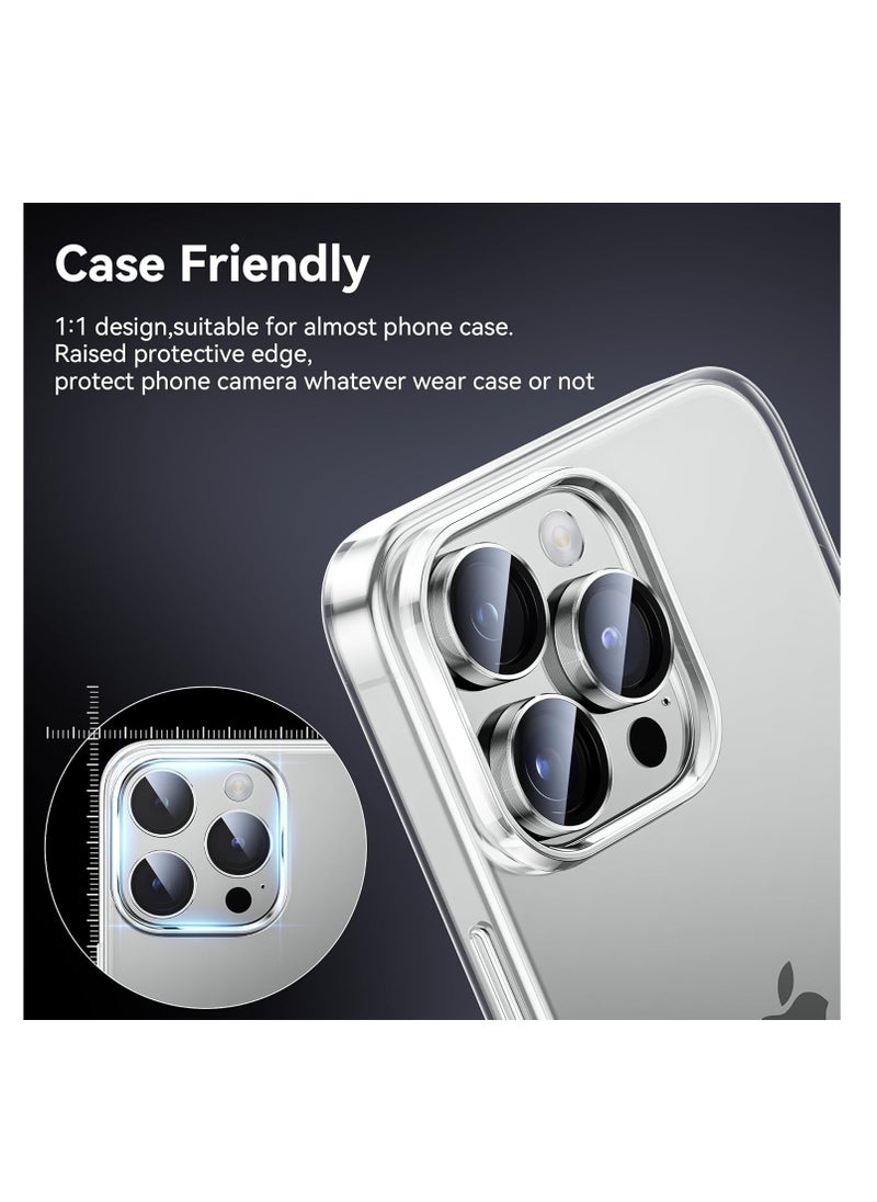 Generic Camera Lens Protector for iPhone 15 Pro Max/15 Pro/14 Pro Max/14 Pro, Ultra-tough HD Individual Lens Protectors, Scratch Resistant, Ultra-thin Tempered Glass, Armorite Series, 1 Pack (silver-Diamond)Tempered Glass Screen Camera Lens Protector for Apple iPhone 15 Pro Max/iPhone 15 Pro (Silver)  - Image 2