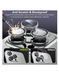 Generic Camera Lens Protector for iPhone 15 Pro Max/15 Pro/14 Pro Max/14 Pro, Ultra-tough HD Individual Lens Protectors, Scratch Resistant, Ultra-thin Tempered Glass, Armorite Series, 1 Pack (silver-Diamond)Tempered Glass Screen Camera Lens Protector for Apple iPhone 15 Pro Max/iPhone 15 Pro (Silver)  - Image 3
