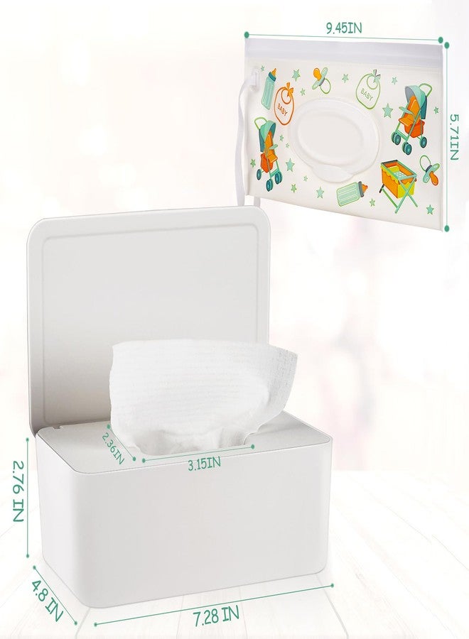Whiidoom Diaper Wipes Dispenser Wipes Holder, Wipes Tissue Case Keeps Wipes Fresh Tissue Wipes Container with Lid (White) - Image 2