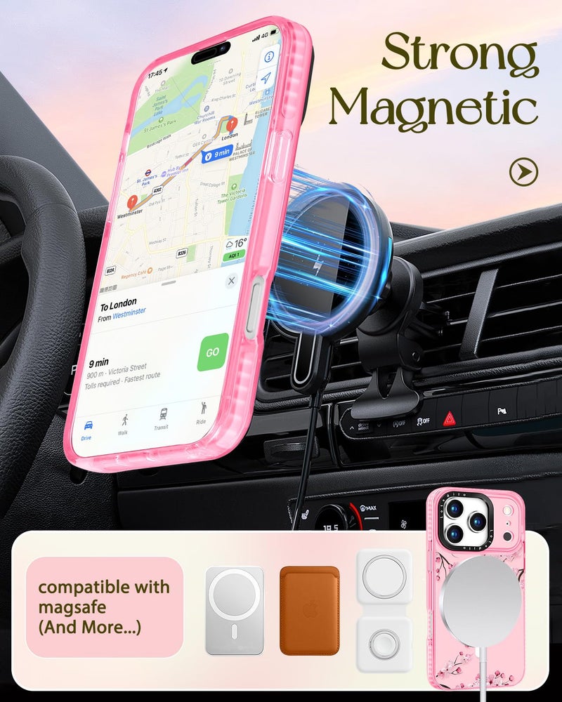 Lotadilo Case for iPhone 17 Pro Max Case Compatible with Magsafe Ring Holder Stand - for Women Peach Blossom Design TPU Phone Cover for Girls Girly Funny Fashion - Image 5
