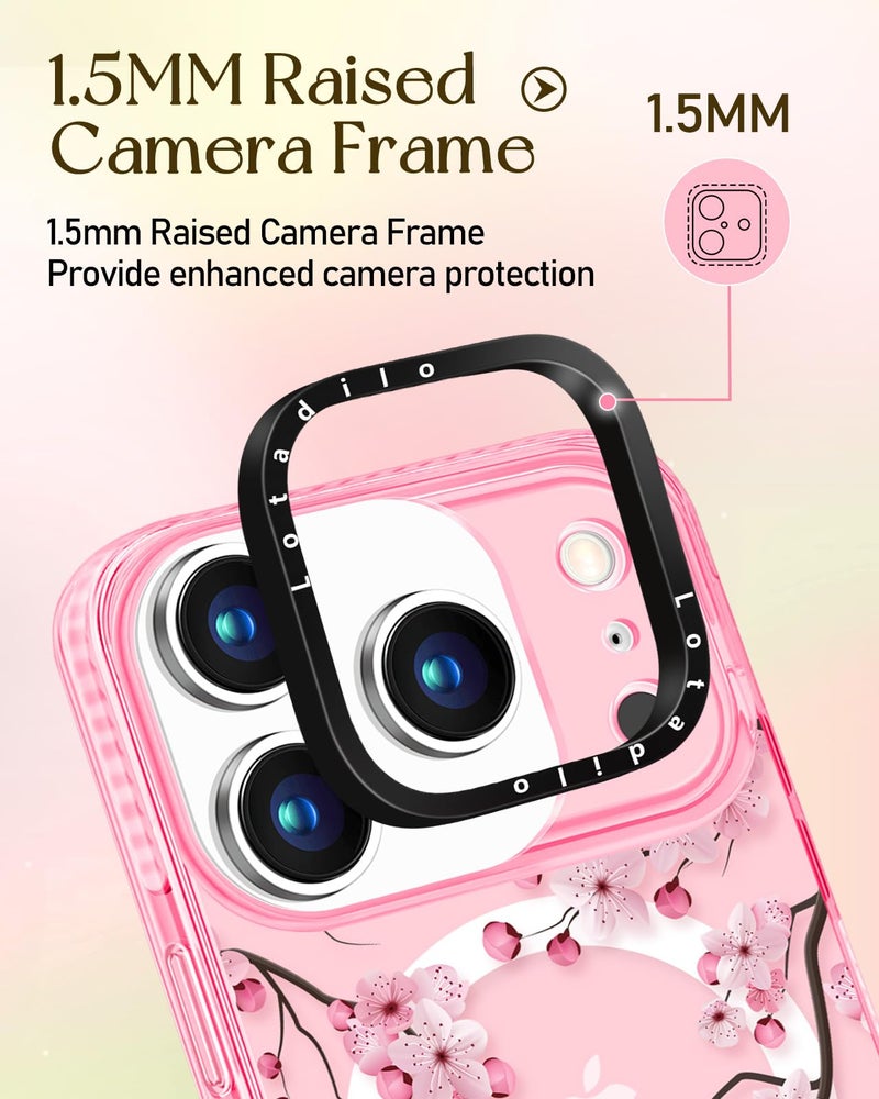 Lotadilo Case for iPhone 17 Pro Max Case Compatible with Magsafe Ring Holder Stand - for Women Peach Blossom Design TPU Phone Cover for Girls Girly Funny Fashion - Image 3