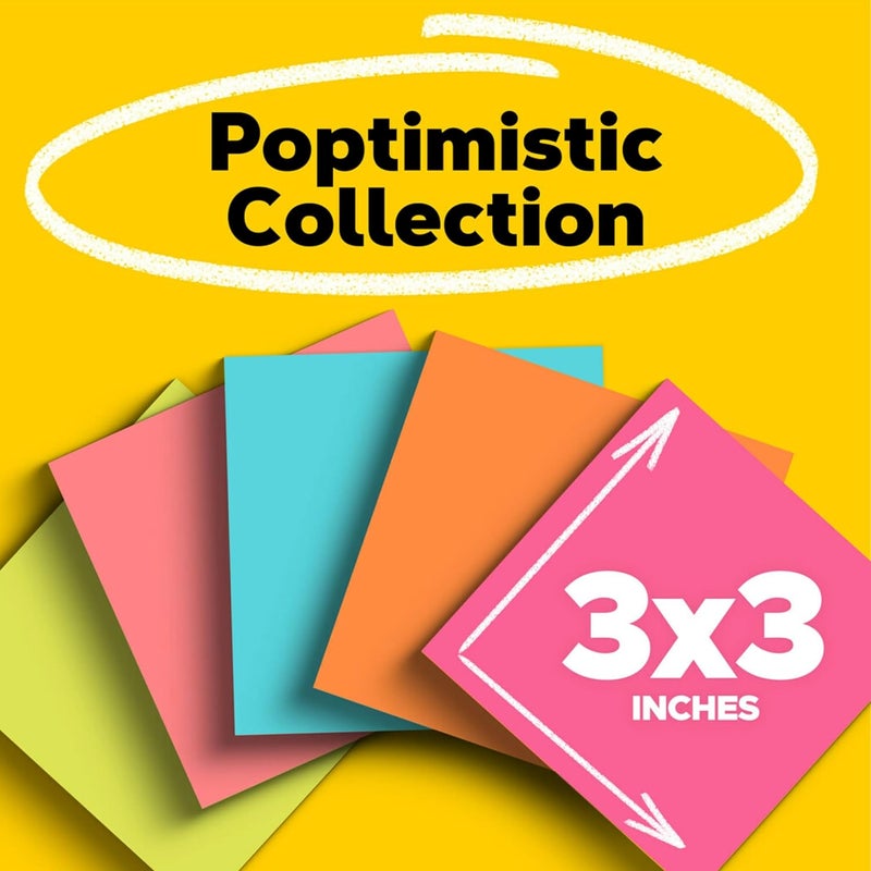 Post-it Notes Neon Colors 654-5PK3, 3 x 3 in, 5 Pads/Pack, Assorted Colors - Image 3