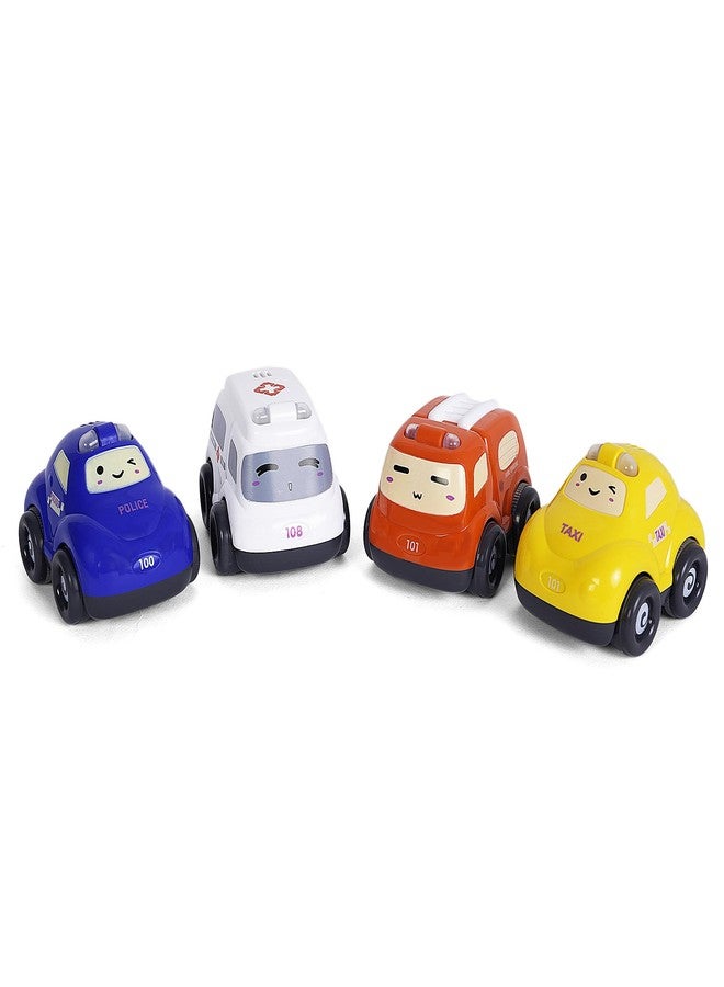 Shooting Star Light & Siren Vehicle Toys for Kids, Friction Powered Running Cars Pack of 4, 24M+ - Image 2
