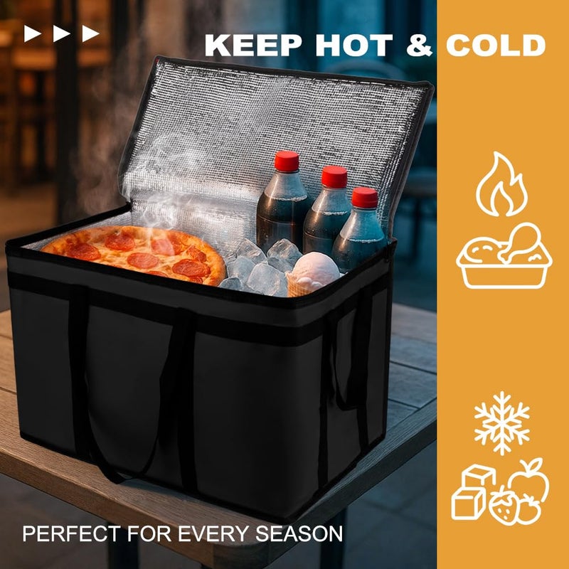mosago 2PK XXXL Insulated Food Delivery Bag - Reusable Thermal Cooler Grocery Bags for Catering & Delivery, Pizza Carrier for Events, Large Capacity Bag Keeps Food Hot/Cold for Shopping, Commercial, Black - Image 4