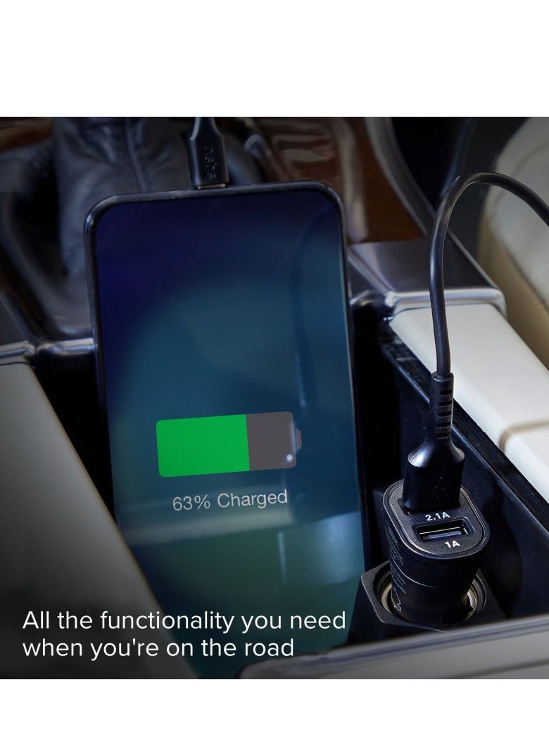 SBS SBS Car Charger Kit 10W with 2 USB Outputs 2.1A and 1A, Intelligent Charge, Cable for Charging and Data Transfer Type C  - Image 3