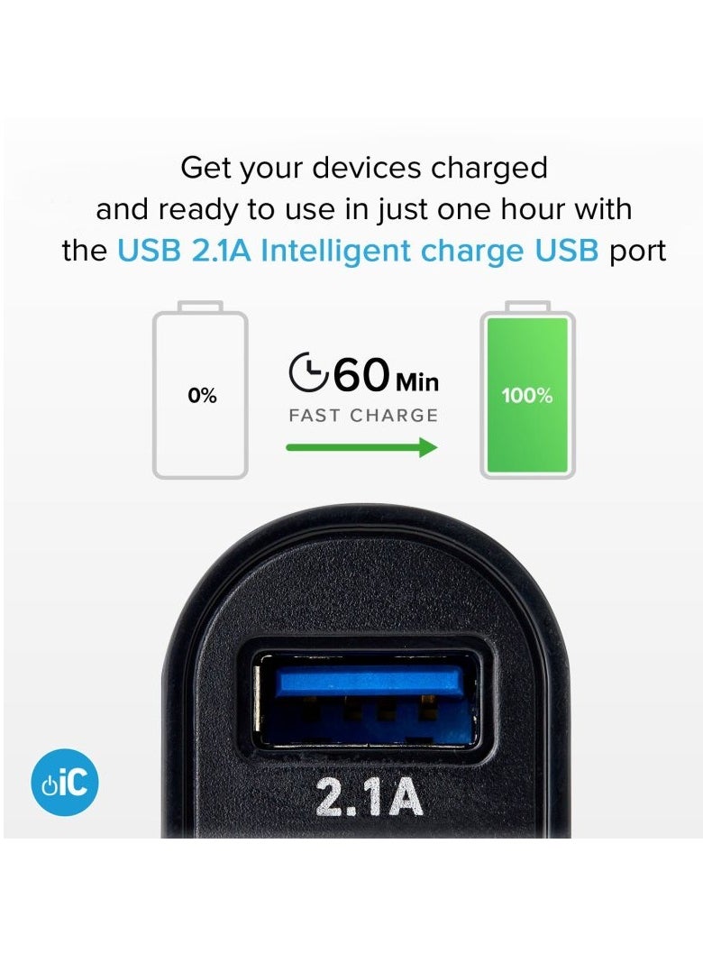 SBS SBS Car Charger Kit 10W with 2 USB Outputs 2.1A and 1A, Intelligent Charge, Cable for Charging and Data Transfer Type C  - Image 5