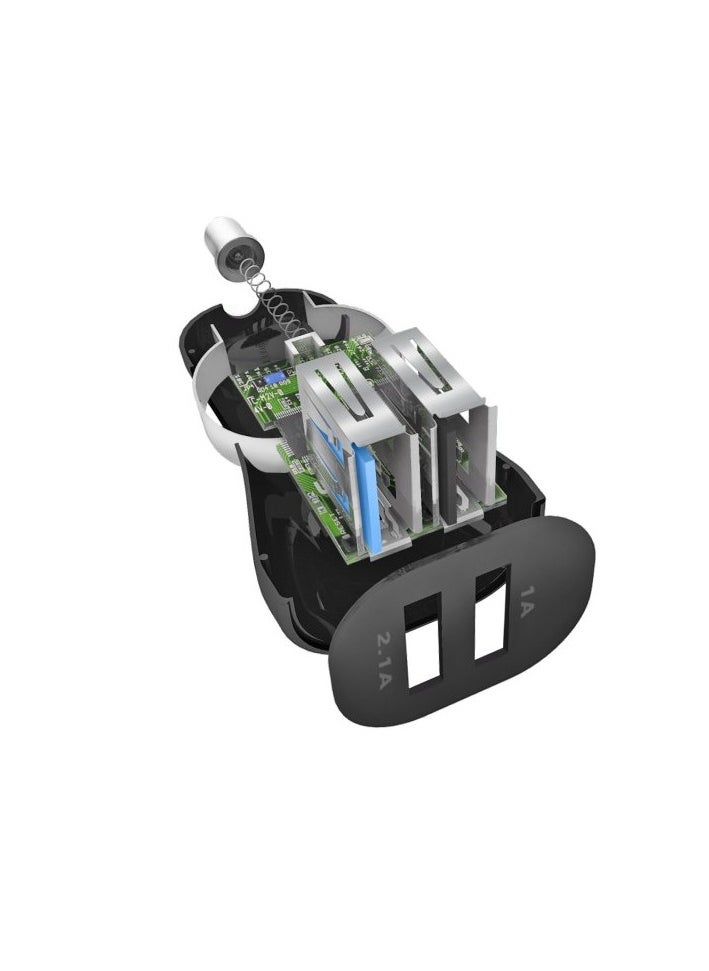 SBS - SBS Car Charger Kit 10W with 2 USB Outputs 2.1A and 1A, Intelligent Charge, Cable for Charging and Data Transfer Type C - Image 1