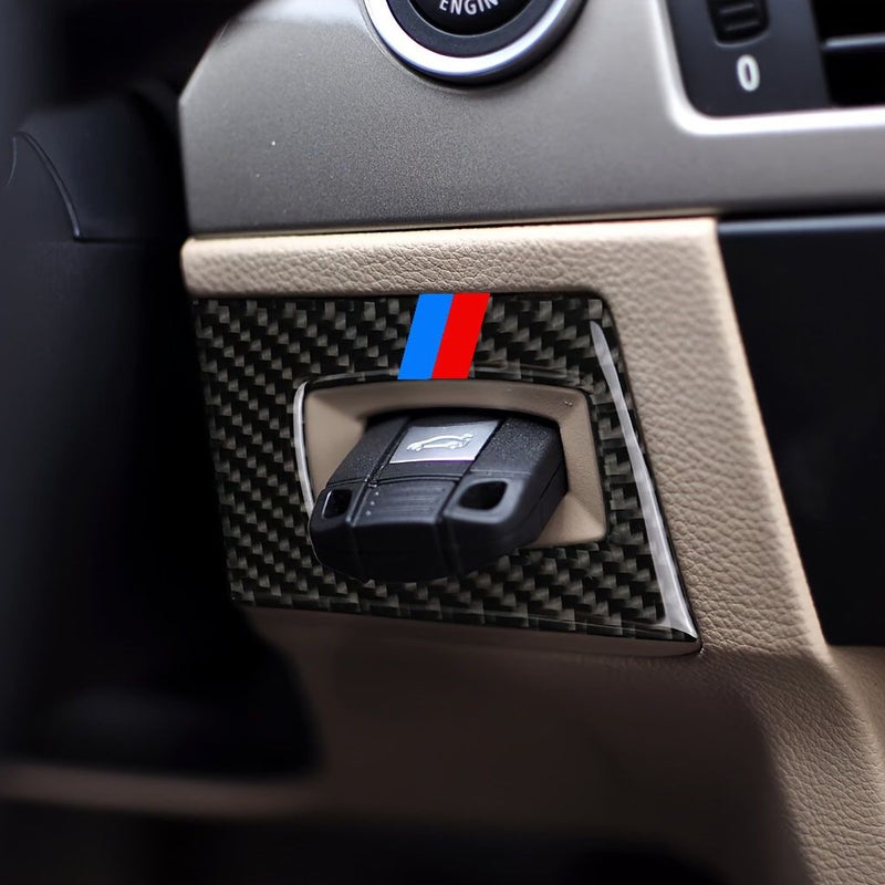 Carbon Fiber Key Hole Panel Trim Blue Red For BMW 3 Series E90 E92 E93 2005 2012 Left Hand Drive - Image 1