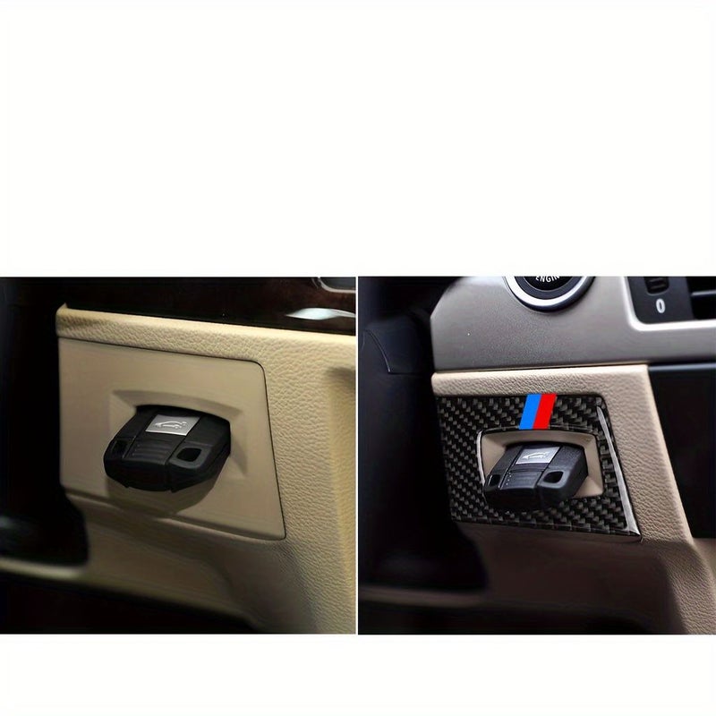 Carbon Fiber Key Hole Panel Trim Blue Red For BMW 3 Series E90 E92 E93 2005 2012 Left Hand Drive - Image 2