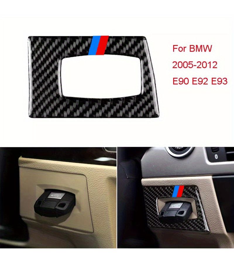 Carbon Fiber Key Hole Panel Trim Blue Red For BMW 3 Series E90 E92 E93 2005 2012 Left Hand Drive - Image 3