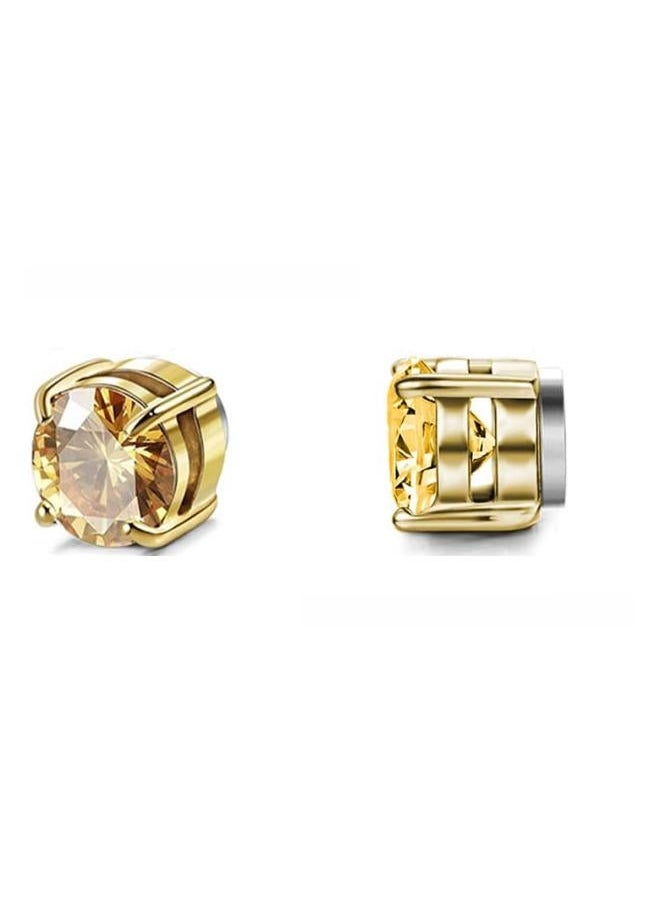 نيبمينينت Stainless Steel Men's And Women's Magnetic Stud Earrings Non-perforated Zircon Ear Clip 