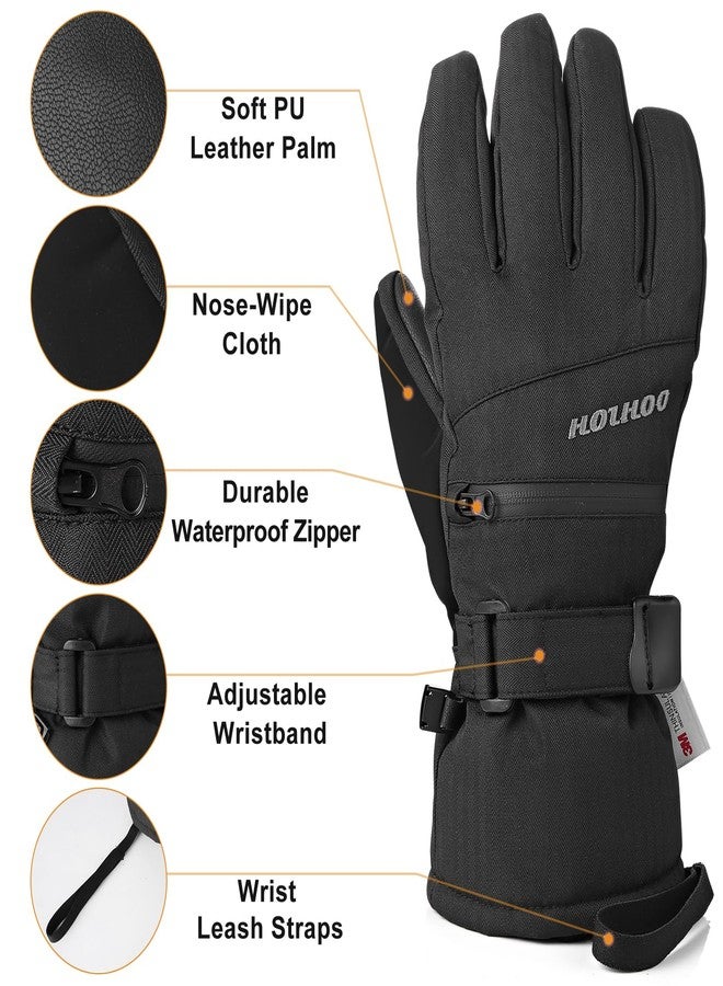 HOIHOO Ski Gloves, Waterproof Warm 3M Thinsulate Snow Gloves Touchscreen Cold Weather Winter Gloves Snowboard Gloves Fits Both Men & Women - Image 3