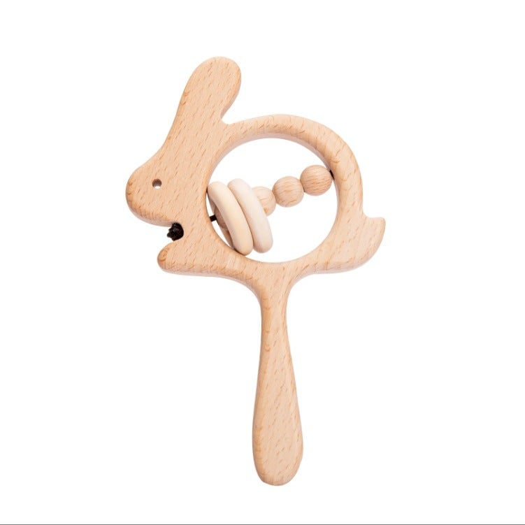 Asahi Baby Hand Rattle - Wooden Toy for Chewing, Soothing & Grip Training - Image 1