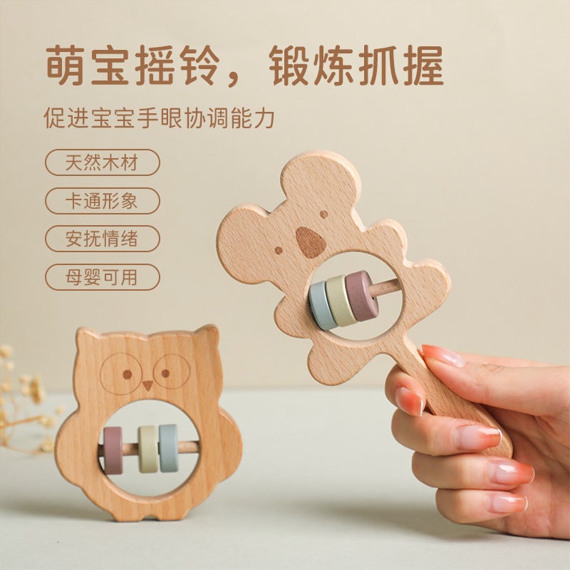 Asahi Baby Hand Rattle - Wooden Toy for Chewing, Soothing & Grip Training - Image 2
