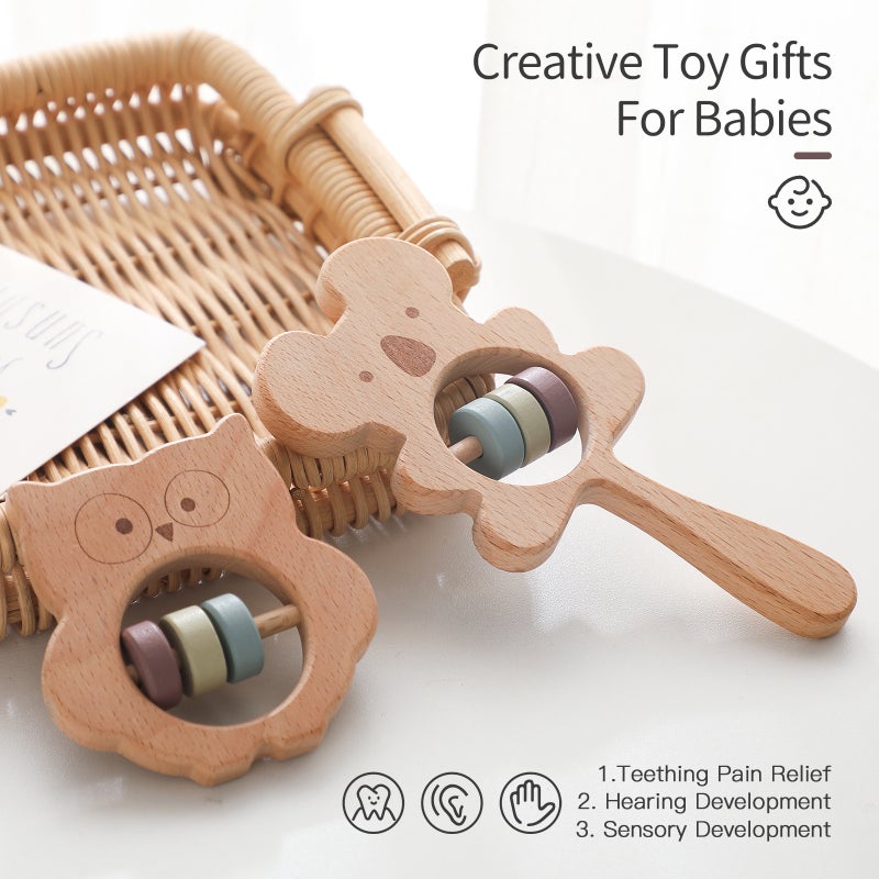 Asahi Baby Hand Rattle - Wooden Toy for Chewing, Soothing & Grip Training - Image 5