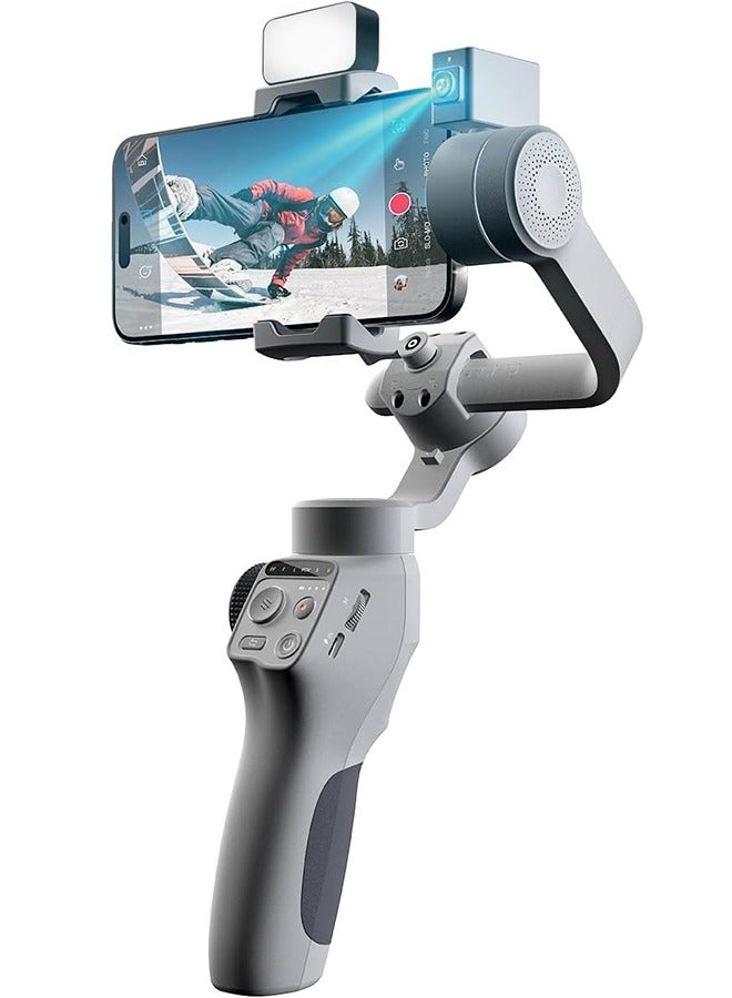 C05 Kit Gimbal Stabilizer for Smartphone, iPhone Gimbal 3-Axis with Magnetic Fill Light/AI Tracking Sensor for iPhone 16 15 14 Pro Max Android Handheld Phone Gimbal for Video Recording - Image 1