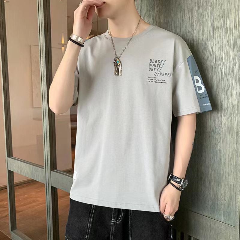Summer Thin Ice Silk Short-Sleeved T-Shirt Men'S Round Neck Sports Fashion Brand Japanese Style Retro Casual High Street Teenager T-Shirt - Image 5