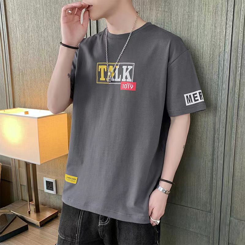 Summer Thin Ice Silk Short-Sleeved T-Shirt Men'S Round Neck Sports Fashion Brand Japanese Style Retro Casual High Street Teenager T-Shirt - Image 4