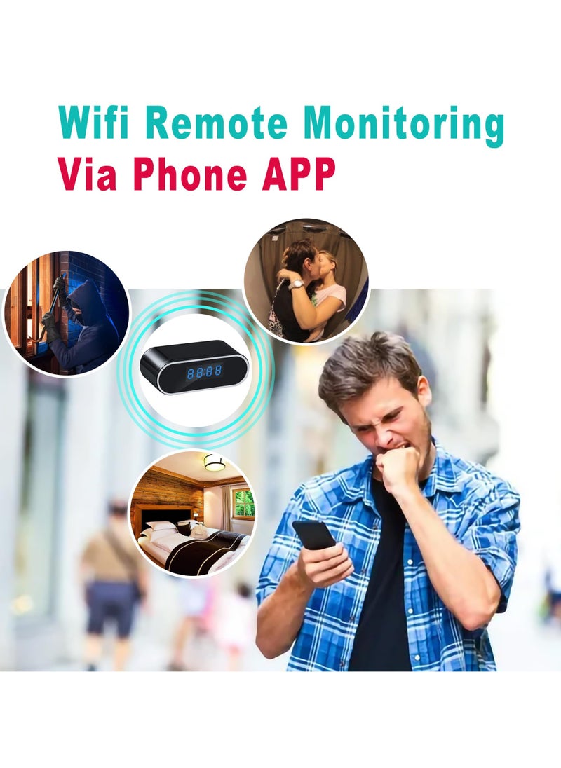 AAS ECOM - Wifi Camera Digital Table Clock Wireless Hidden Mini Camera Full HD 1080P, Motion Detection, Tiny Cams Small Nanny Cameras For Home Office Room Security Camera, Baby Monitor, Camera Digital Wireless - Image 1