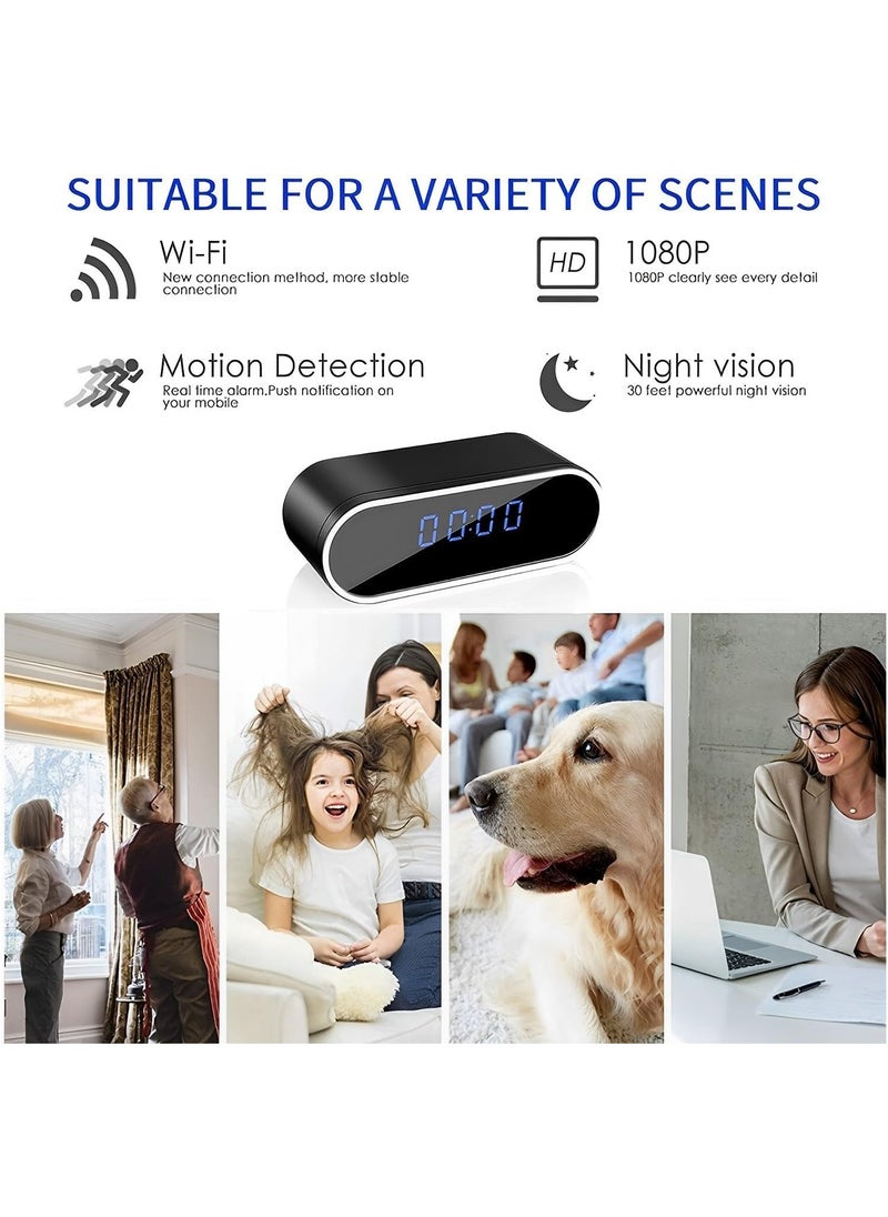 AAS ECOM - Wifi Camera Digital Table Clock Wireless Hidden Mini Camera Full HD 1080P, Motion Detection, Tiny Cams Small Nanny Cameras For Home Office Room Security Camera, Baby Monitor, Camera Digital Wireless - Image 1