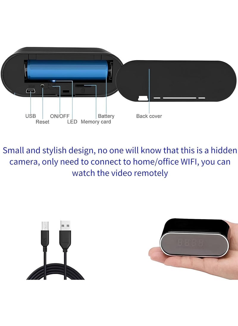 AAS ECOM - Wifi Camera Digital Table Clock Wireless Hidden Mini Camera Full HD 1080P, Motion Detection, Tiny Cams Small Nanny Cameras For Home Office Room Security Camera, Baby Monitor, Camera Digital Wireless - Image 1