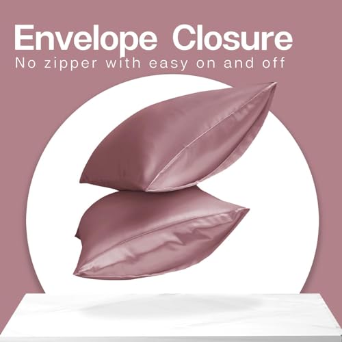Go Well Satin Silk Pillow Cover for Hair and Skin 2 Piece with 3 Piece Satin Scrunchies for Women Stylish Silk Pillow Covers with Envelope Closure end Design|Silk Pillow Cases(Rosegold) 600 TC - Image 3
