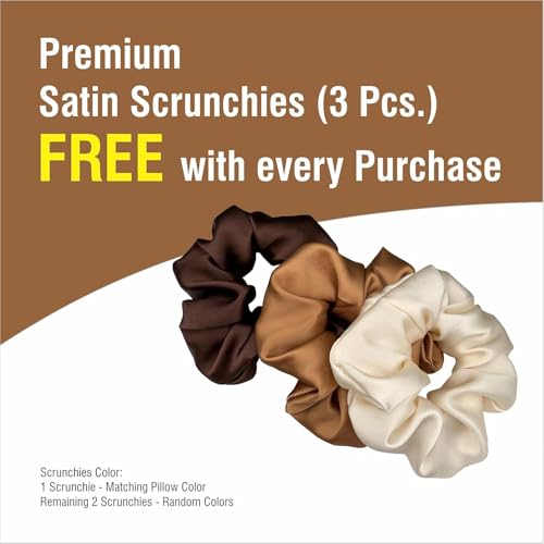 Go Well Satin Silk Pillow Cover for Hair and Skin 2 Piece with 3 Piece Satin Scrunchies for Women Stylish Silk Pillow Covers with Envelope Closure end Design|Silk Pillow Cases(Rosegold) 600 TC - Image 2