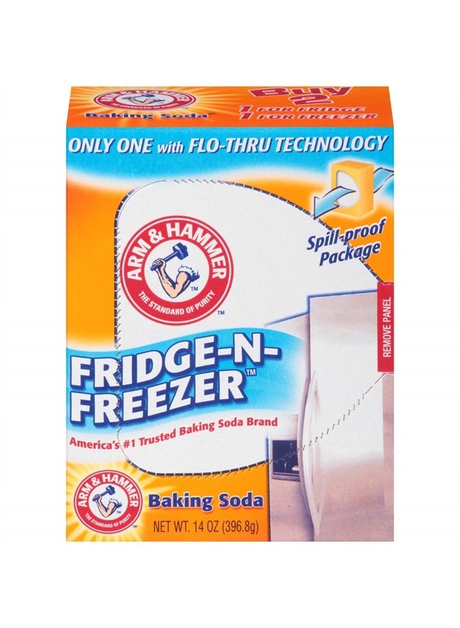 Arm & Hammer ماص رائحة الثلاجة والفريزر من بيكربونات الصوديوم، برتقالية 14 أونصة، عبوة من 12 - Image 1