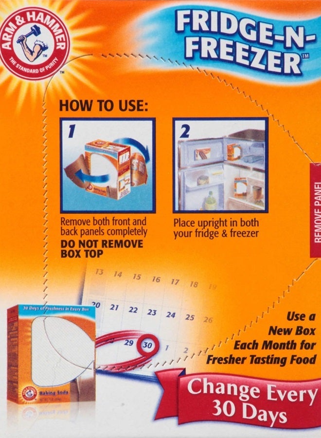 Arm & Hammer ماص رائحة الثلاجة والفريزر من بيكربونات الصوديوم، برتقالية 14 أونصة، عبوة من 12 - Image 2