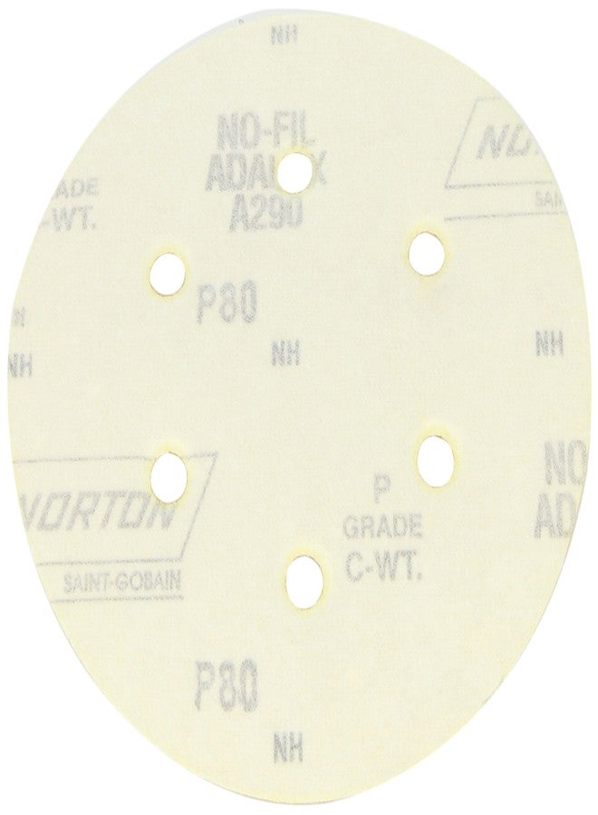 نورتون قرص كشط Norton 07660701636 Universal Vac Hole Abrasive Disc مزود بخطاف وحلقة تثبيت، وبطانة ورقية، وأكسيد الألومنيوم، و6 فتحات، وقطر 6 بوصات، وحبيبات P80 خشنة (عبوة من 25 قطعة) - Image 2