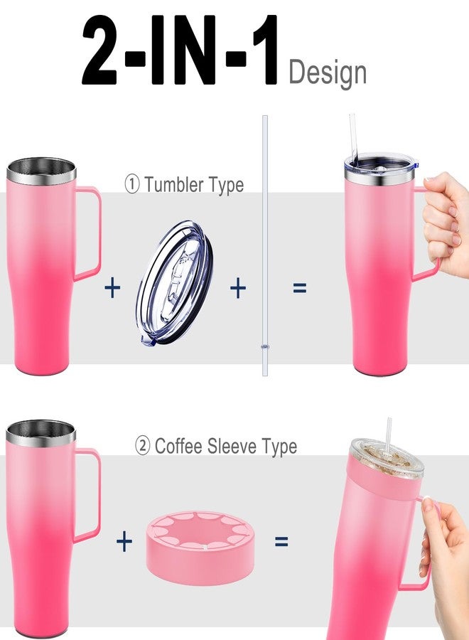 Greatyos Universal Iced Coffee Sleeve with Handle - Insulated Double Wall Reusable Stainless Steel Holder Insulator for Cold Drinks Fits Small Medium Large To Go Cups Gifts for Men Women Him Her (Sakura) - Image 2