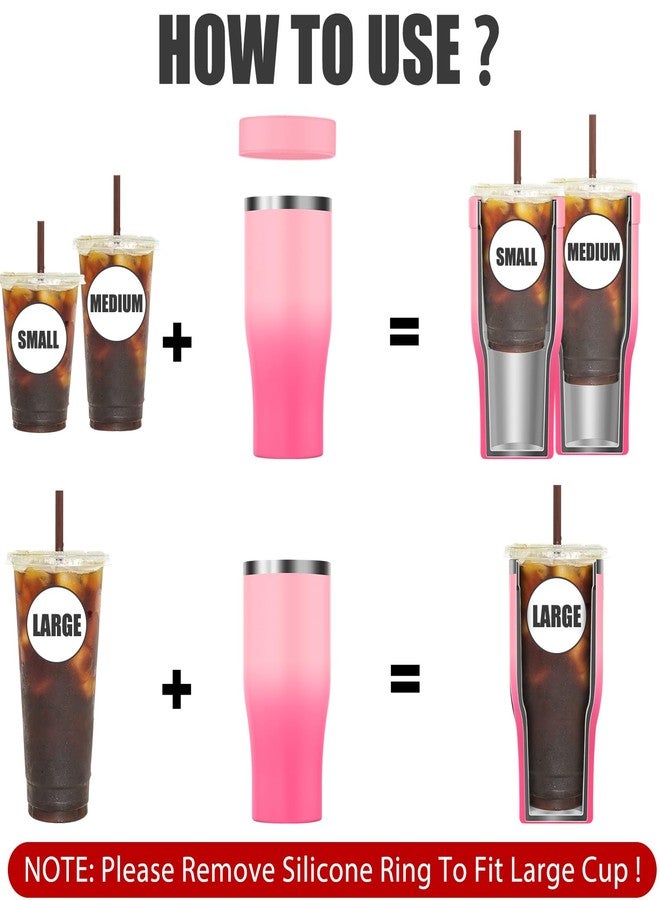 Greatyos Universal Iced Coffee Sleeve with Handle - Insulated Double Wall Reusable Stainless Steel Holder Insulator for Cold Drinks Fits Small Medium Large To Go Cups Gifts for Men Women Him Her (Sakura) - Image 3