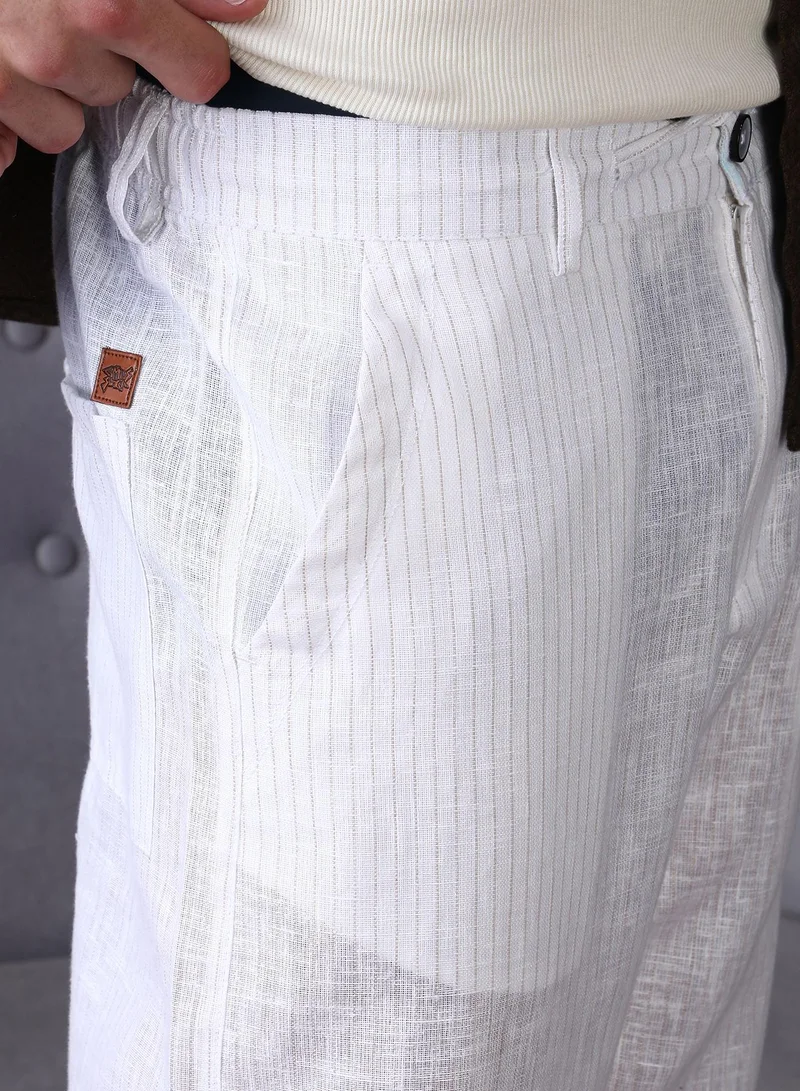Campus Sutra  Lightweight - Pinstriped Casual Trousers for Men | Best Price UAE