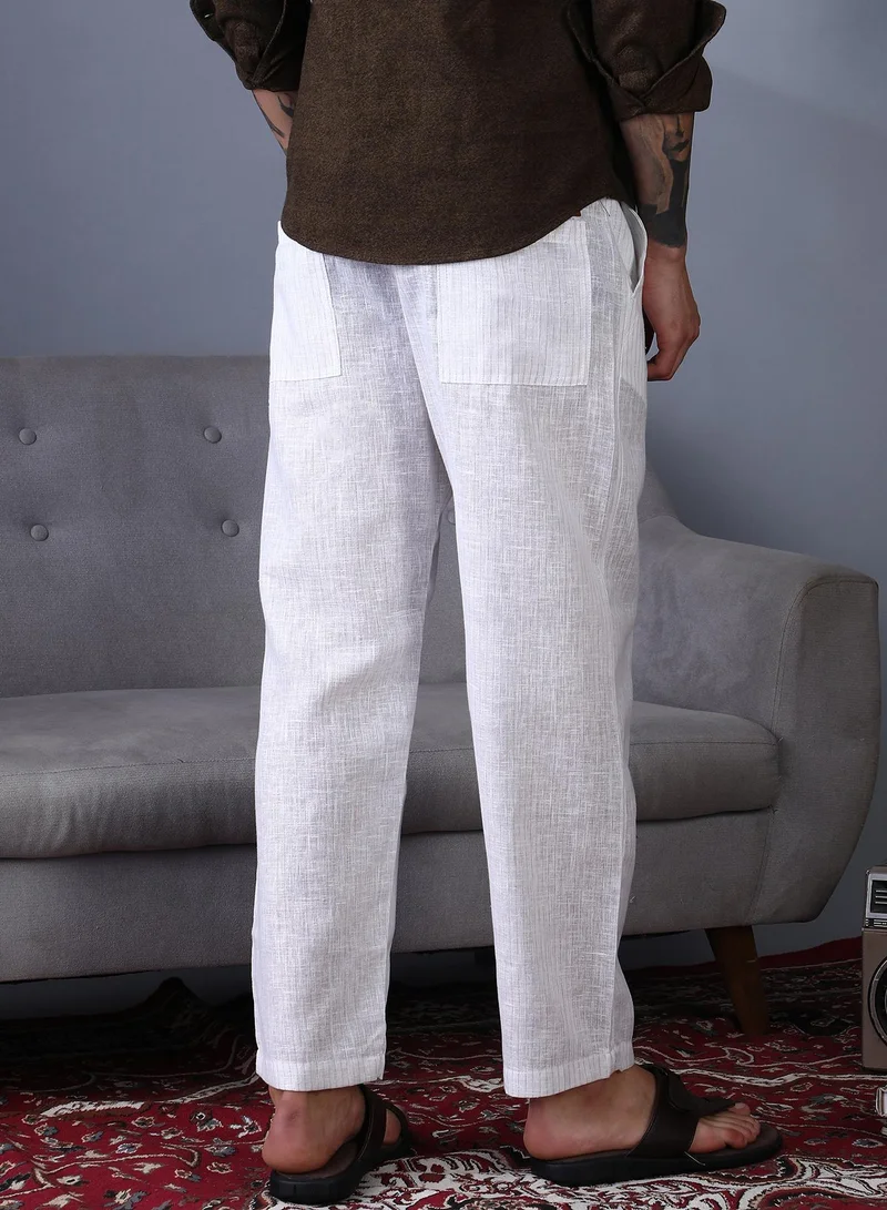Campus Sutra  Lightweight - Pinstriped Casual Trousers for Men | Best Price UAE