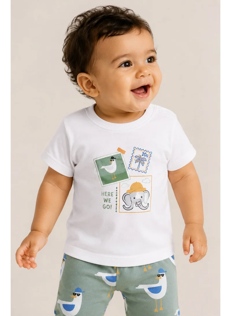 Victor And Jane  Infant Boys Bird Graphic Cotton Pajama Set – T-Shirt & Pajama Pants Nightwear for Men | Best Price UAE