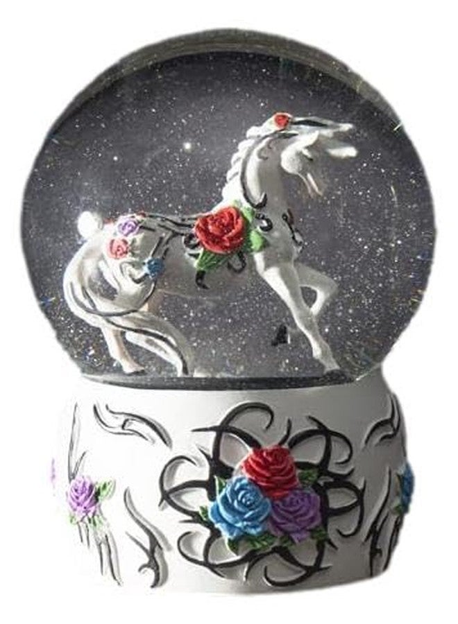 Ebros Gift Trail of Painted Ponies Western Roses Vine Petals Tribal Rose Horse Glitter Water Globe 5.25" Tall Farmhouse Ranch Cabin Country Snow Globes Collectible Figurine - Image 1