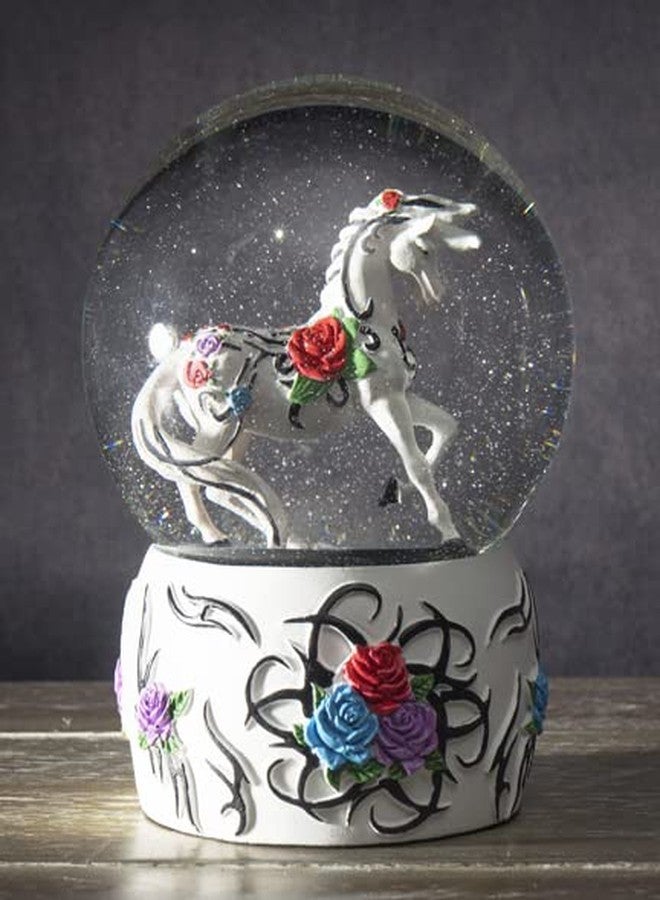 Ebros Gift Trail of Painted Ponies Western Roses Vine Petals Tribal Rose Horse Glitter Water Globe 5.25" Tall Farmhouse Ranch Cabin Country Snow Globes Collectible Figurine - Image 3