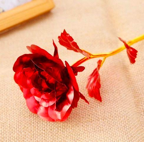 A ONE CREATIONS Artificial Flower Rose with Teddy Bear and Carry Bag (Red, Golden) - Image 3