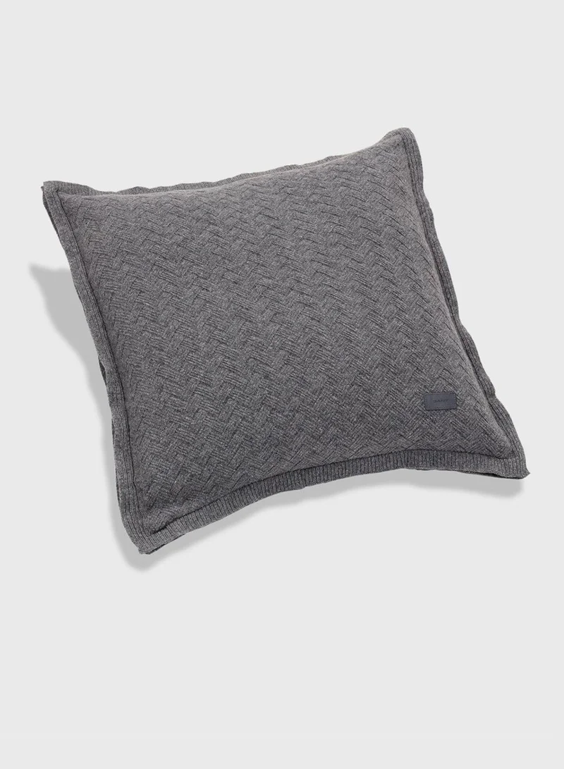 GANT Square Grey Fishbone Knit Cushion Cover