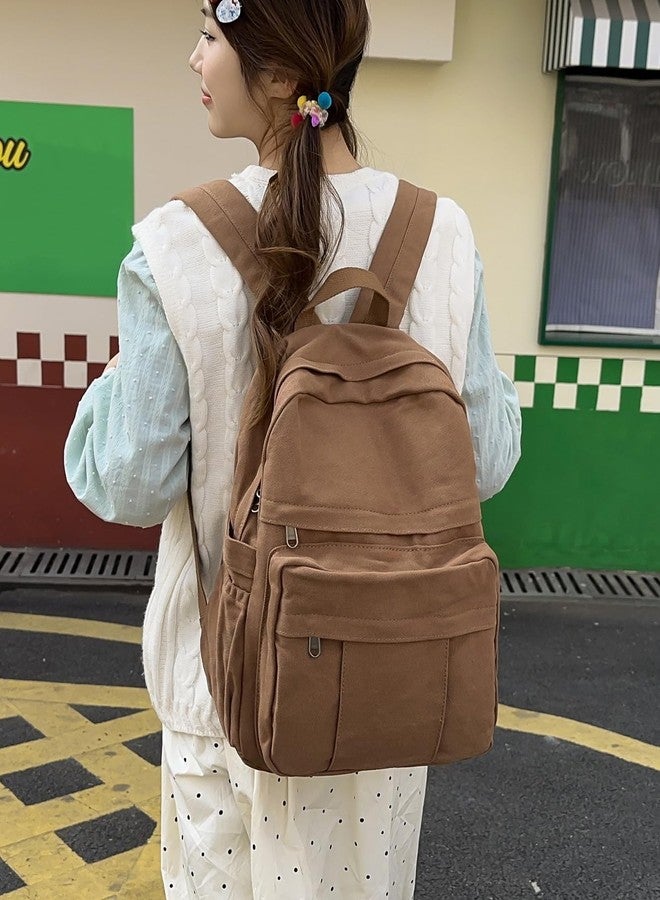Collsants Canvas Backpack for Women and Men Retro Rucksack Casual Daypacks Laptop Backpacks - Image 3