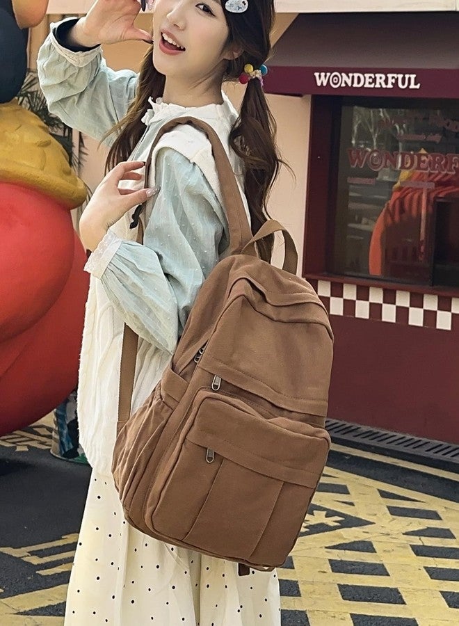 Collsants Canvas Backpack for Women and Men Retro Rucksack Casual Daypacks Laptop Backpacks - Image 2