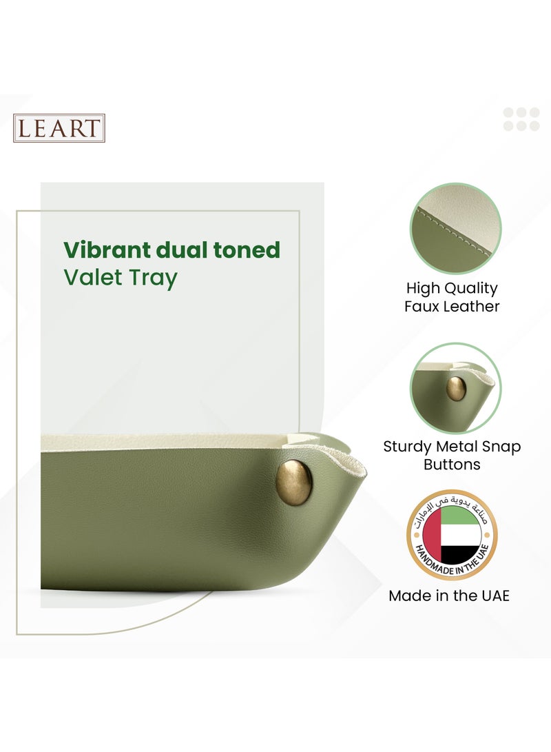 لي آرت Valet Tray - صينية صغيرة ومدمجة لتخزين الأغراض | منظم للمكتب، بجانب السرير، مدخل المنزل | صينية لتخزين المفاتيح والعملات المعدنية والقرطاسية والمجوهرات (الأخضر المائل إلى الرمادي)  - Image 2